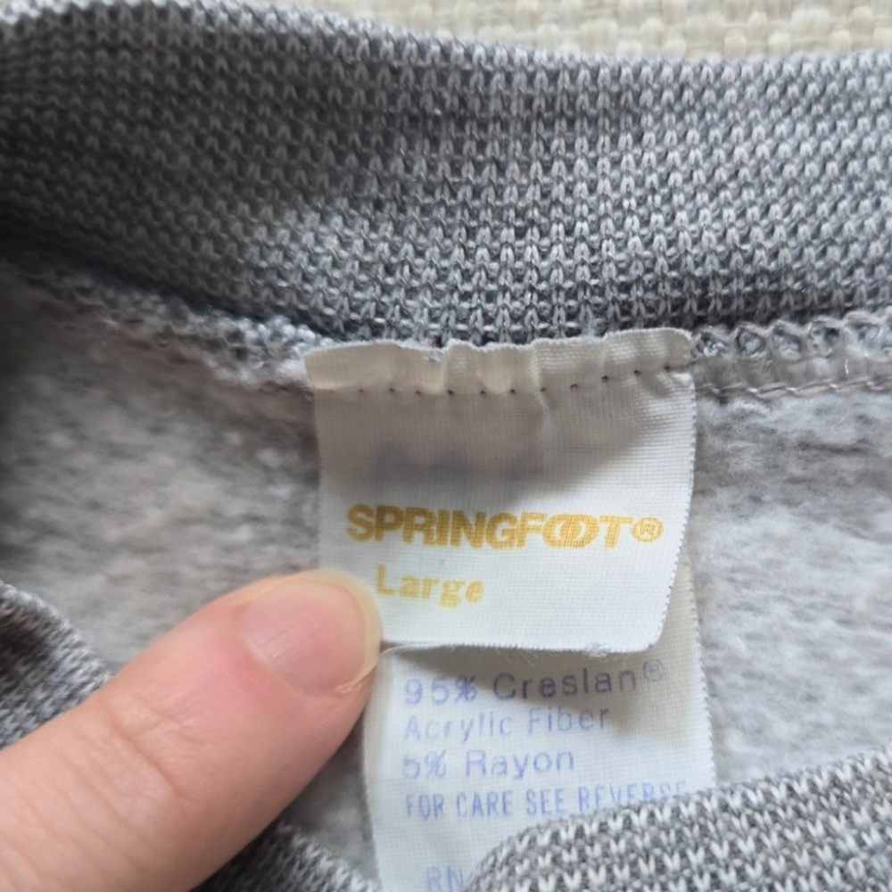 Springfoot Vintage Gray Floral Appliqué Sweatshirt Made in USA Size Large - Picture 3 of 6